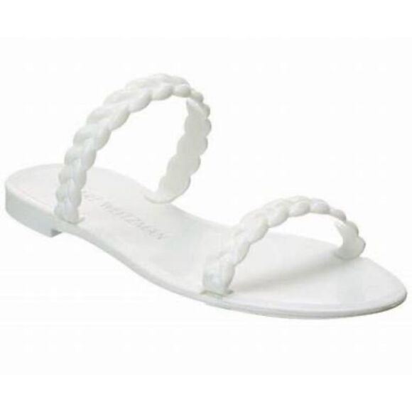 Stuart Weitzman BRAIDA SAWYER JELLY SANDAL White Braided Straps Slide Size 8 - Picture 1 of 15